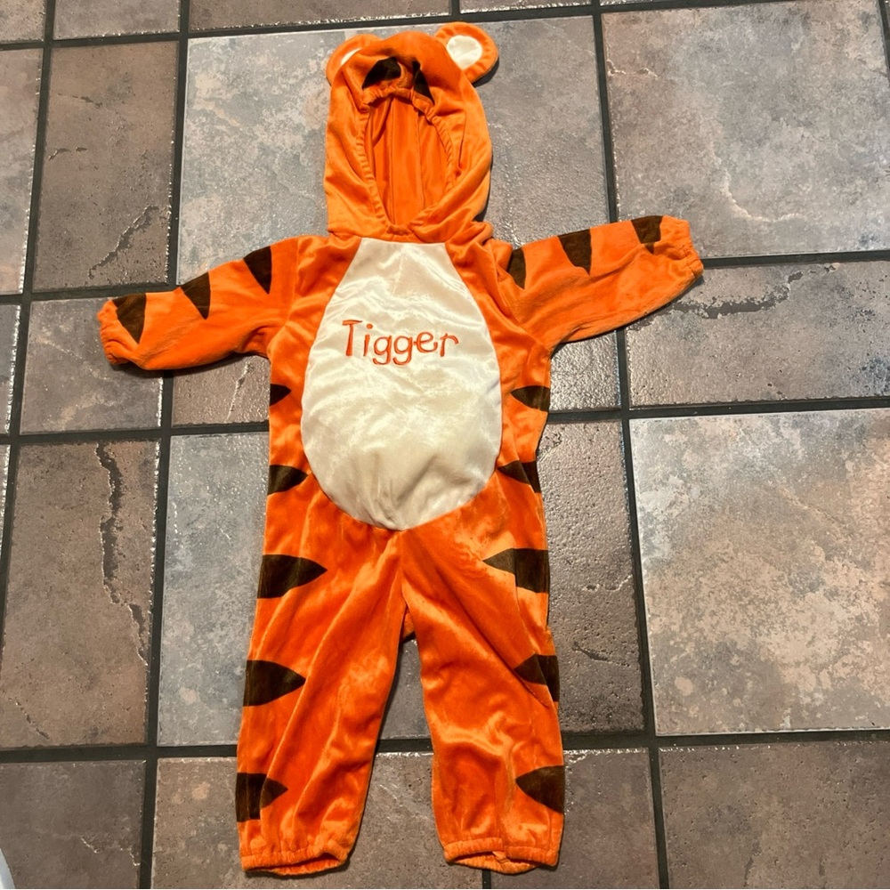 Disney Tigger Orange and Cream Plush Hooded Jumpsuit Costume